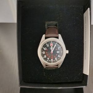Mens Swiss Army Watch with Brown Leather Band